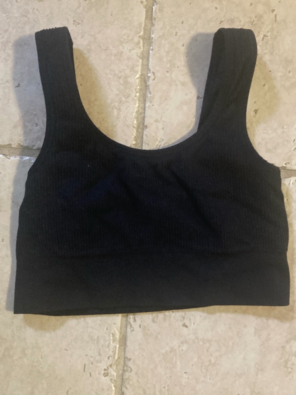 Quince Black Ribbed Sports Bra Activewear Size Small